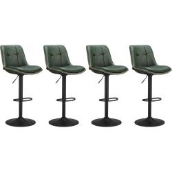 Lot de 4 tabourets de bar pivotants r&eacute;glables 48,5 x 43 x 93,5-114 cm confort matelass&eacute; style conte