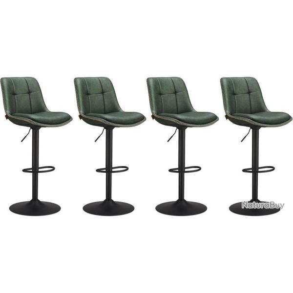 Lot de 4 tabourets de bar pivotants r�glables 48,5 x 43 x 93,5-114 cm confort matelass� style conte