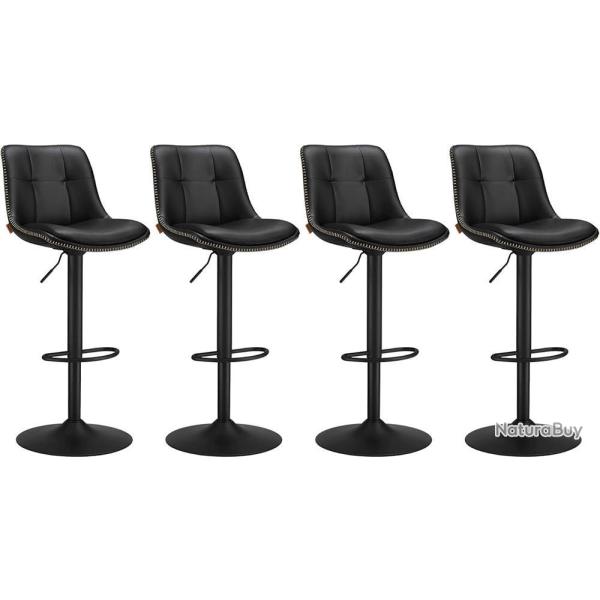 Lot de 2 tabourets de bar pivotants r�glables 48.5 x 43 x 93.5-114 cm assise ergonomique style cont