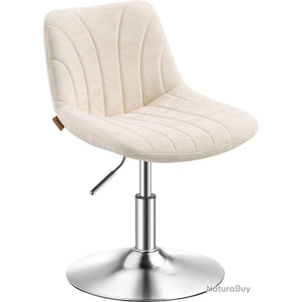Chaise de coiffeuse r�glable � 360� confortable 43 x 46 x 65,5-77,5 cm en cuir PU blanc chaud 12_00
