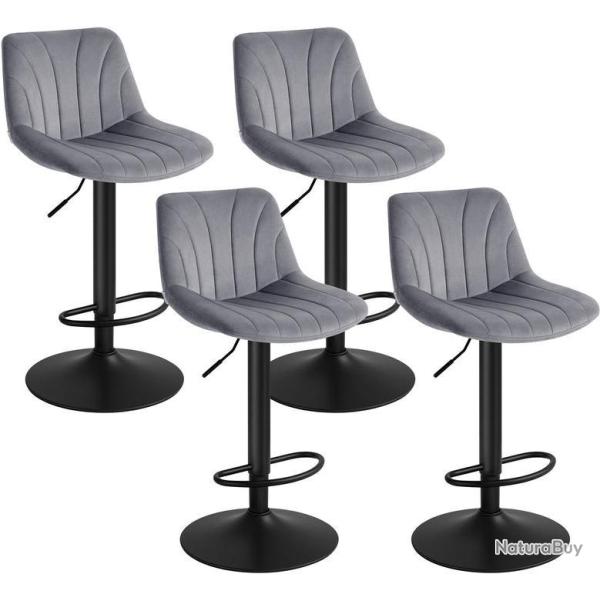 Lot de 4 tabourets de bar hauteur r�glable 46,5 x 43 x 88-108 cm assise ergonomique style moderne e