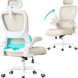 Chaise de bureau ergonomique ajustable soutien lombaire accoudoirs rabattables 64 x 71,5 x 135 cm e