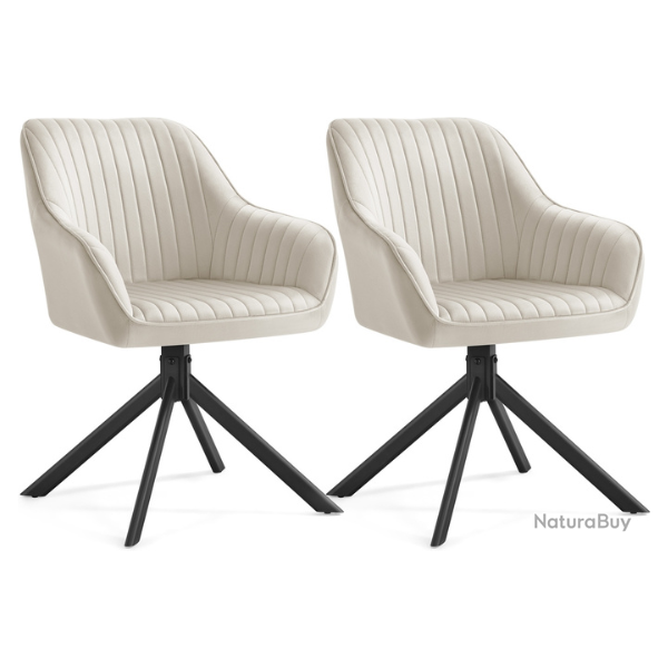 Lot de 2 chaise de salle � manger pivotante rembourr�e 58 x 60 x 81,5 cm confort assise ergonomique