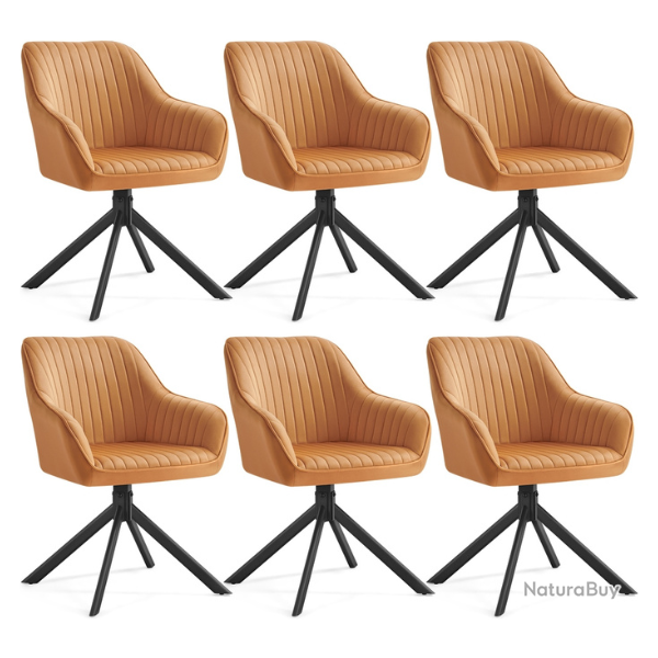 Chaise de salle � manger pivotante avec accoudoirs confort rembourr� 58 x 60 x 81,5 cm en velours m