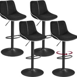 Lot de 4 tabourets de bar pivotants r&eacute;glables hauteur 49,5 x 45 x 109,5 cm confort ergonomique styl