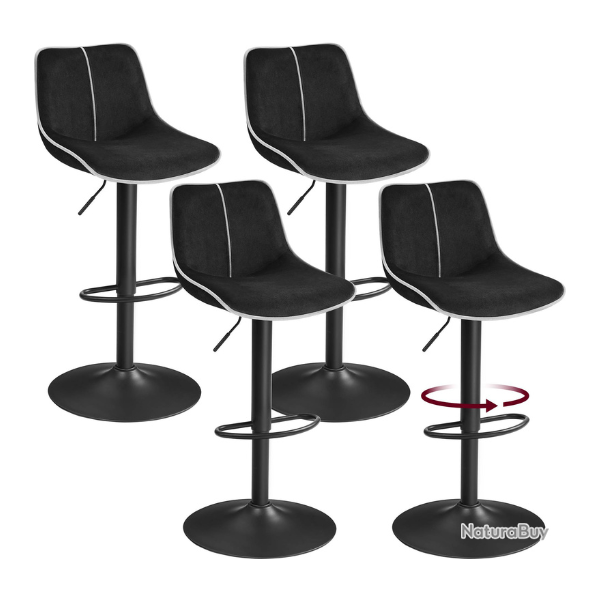 Lot de 4 tabourets de bar pivotants r�glables hauteur 49,5 x 45 x 109,5 cm confort ergonomique styl