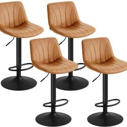 Lot de 2 tabourets de bar avec dossier hauteur r&eacute;glable 46,5 x 43 x 88-108 cm assise ergonomique de