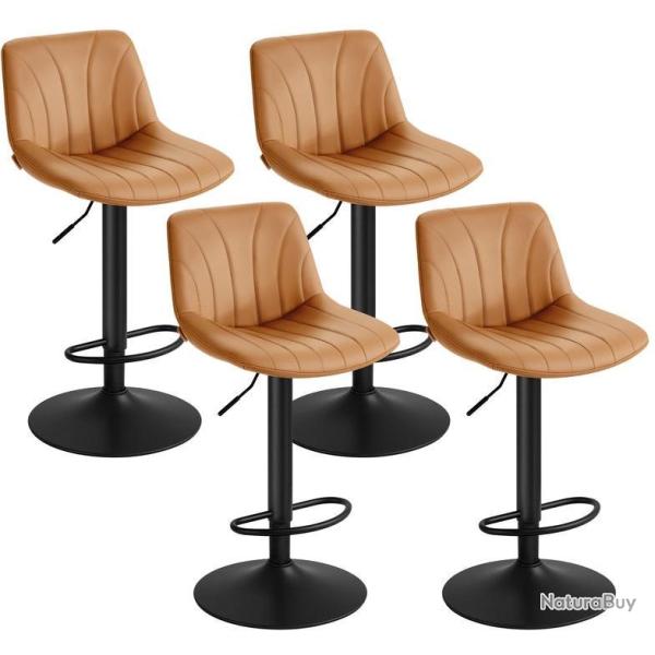 Lot de 2 tabourets de bar avec dossier hauteur r�glable 46,5 x 43 x 88-108 cm assise ergonomique de