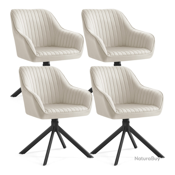 Chaise de salle � manger pivotante rembourr�e confort 58 x 60 x 81,5 cm en velours marron caramel 1