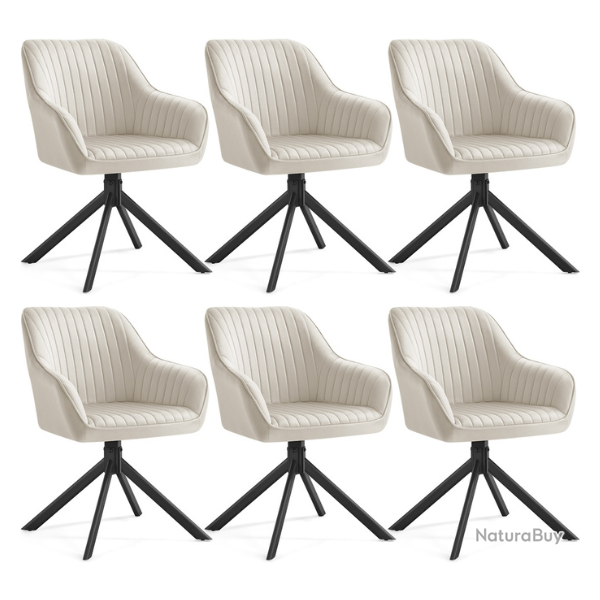 Chaise de salle � manger pivotante rembourr�e avec accoudoirs 58 x 60 x 81,5 cm design contemporain