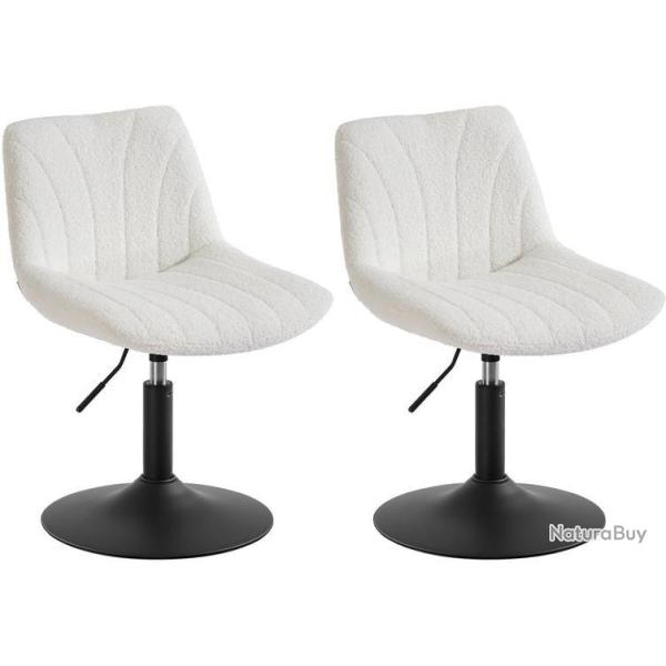 Lot de 2 tabourets de coiffeuse ergonomiques avec dossier et assise r�glable 46,5 x 43 x 65,5-77,5