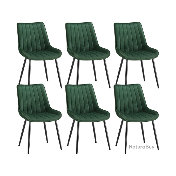 Lot de 6 chaises de salle � manger ergonomiques confortables 57 x 48 x 80 cm en acier noir 12_00122