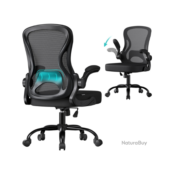 Chaise de bureau ergonomique ajustable confort moderne 60 x 60 x 105,5 cm en acier noir d'encre 12_