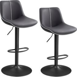 Lot de 2 tabourets de bar pivotants r&eacute;glables hauteur 49,5 x 45 x 88,5-109,5 cm assise ergonomique