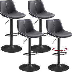 Lot de 2 tabourets de bar pivotants r&eacute;glables hauteur 49,5 x 45 x 109,5 cm assise ergonomique style