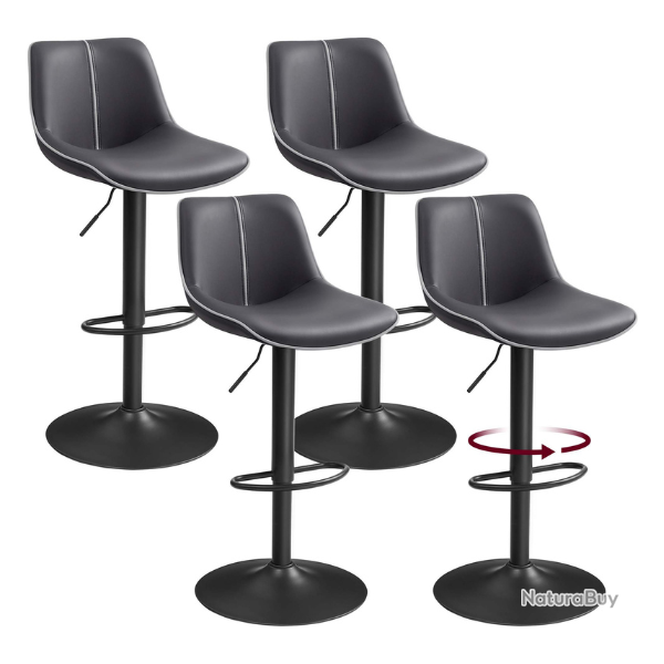 Lot de 2 tabourets de bar pivotants r�glables hauteur 49,5 x 45 x 109,5 cm assise ergonomique style