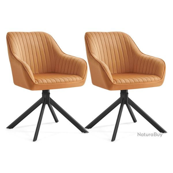 Lot de 2 chaises de salle � manger pivotante rembourr�e confort ergonomique 58 x 60 x 81,5 cm en ve