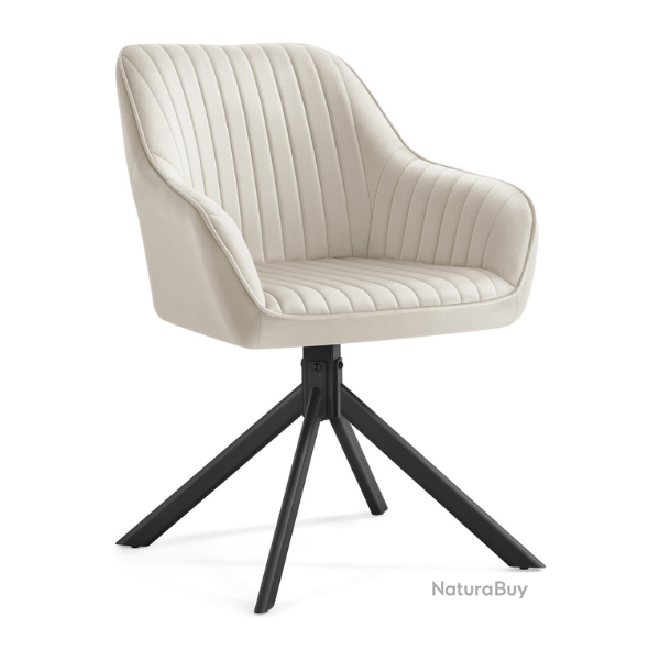 Chaise de salle � manger pivotante confort rembourr�e 60 x 60 x 81,5 cm en velours beige cappuccino