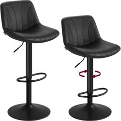 Lot de 2 tabourets de bar hauteur r&eacute;glable 46,5 x 43 x 88-108 cm avec repose-pieds style moderne en
