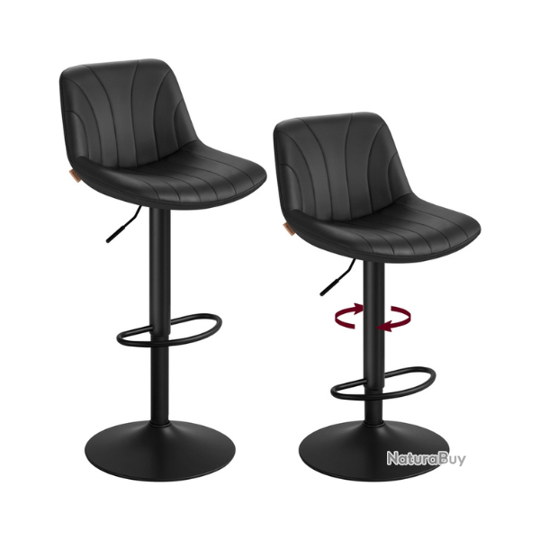 Lot de 2 tabourets de bar hauteur r�glable 46,5 x 43 x 88-108 cm avec repose-pieds style moderne en