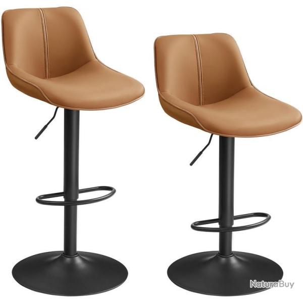 Lot de 2 tabourets de bar r�glables en hauteur ergonomiques 49,5 x 45 x 109,5 cm style moderne pour