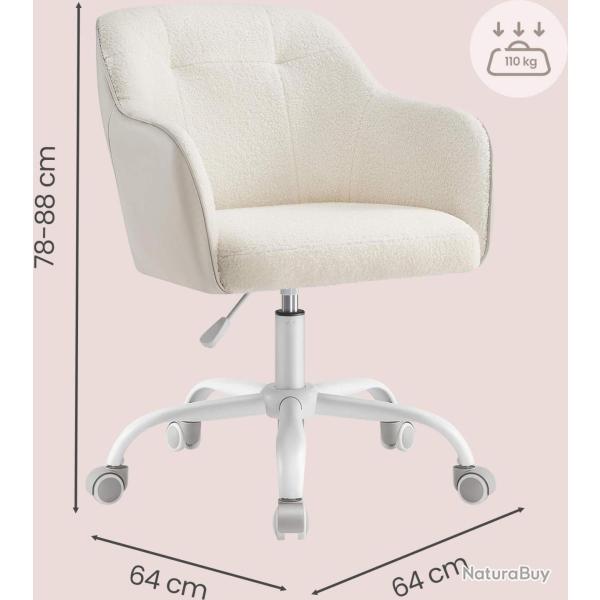 Fauteuil de bureau ergonomique r�glable 64 x 64 x 93 cm confort optimal style moderne en tissu pelu
