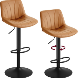 Lot de 2 tabourets de bar r&eacute;glables style moderne assise confortable 46,5 x 43 x 88-108 cm en PU ma