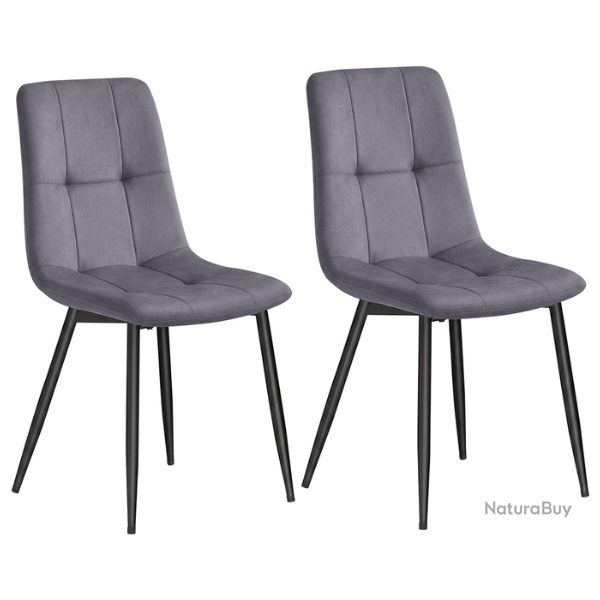 Lot de 4 chaises de salle � manger modernes rembourr�es confortables 51 x 43 x 82 cm en velours gri