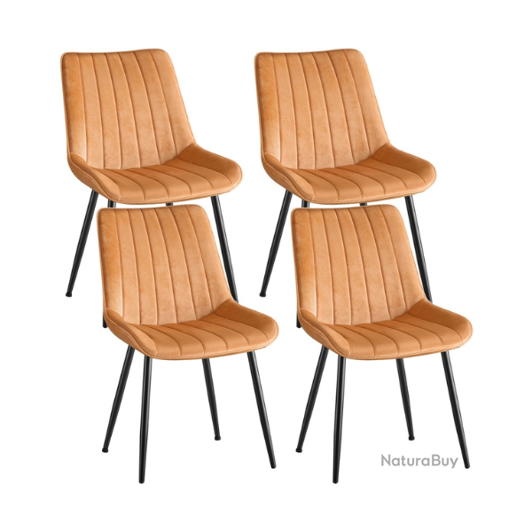Lot de 2 chaises de salle � manger ergonomiques confortables 57 x 48 x 80 cm en acier marron carame