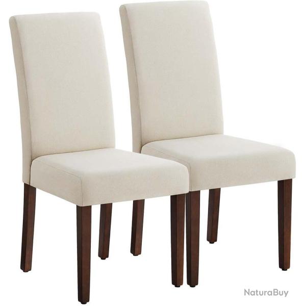 Lot de 2 chaises de salle � manger haut dossier assise �paisse 58 x 48 x 100 cm en bois d'h�v�a bla