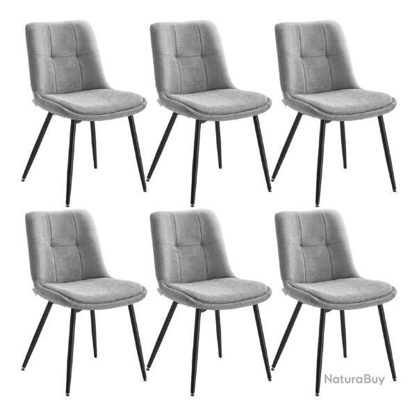 Lot de 6 chaises de salle � manger modernes rembourr�es confort ergonomique 56 x 50 x 81 cm en tiss