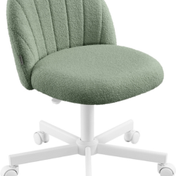 Chaise de bureau hauteur r&eacute;glable ergonomique 60 x 60 x 70,5-83,5 cm en tissu peluche vert 12_00127