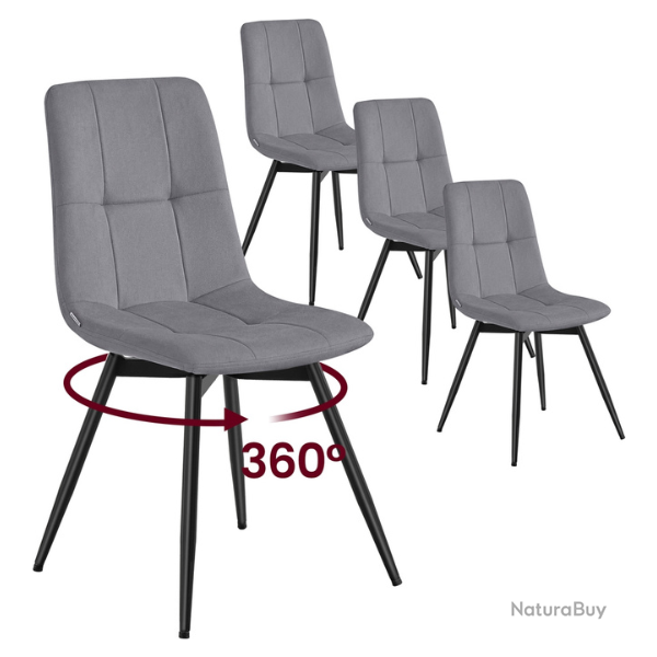 Lot de 4 chaises de salle � manger pivotantes ergonomiques 43 x 52 x 83 cm style contemporain en ve