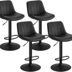Lot de 2 tabourets de bar hauteur r&eacute;glable 46,5 x 43 x 88-108 cm avec repose-pied design moderne en