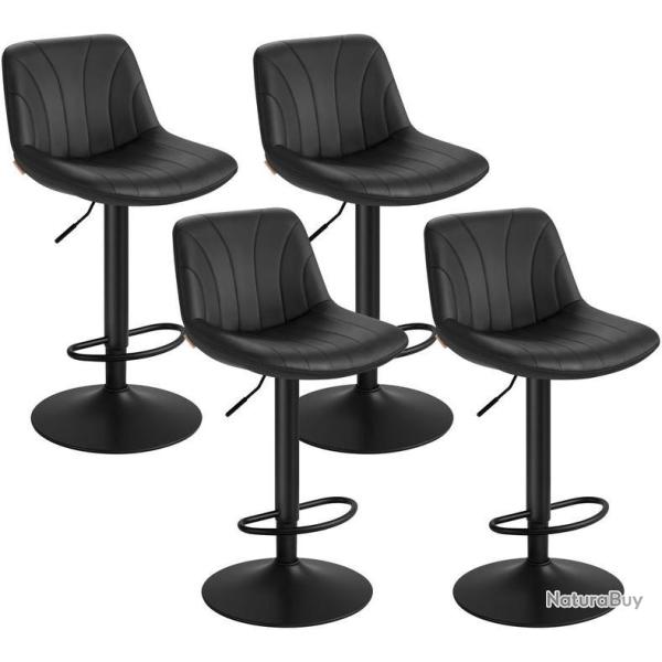 Lot de 2 tabourets de bar hauteur r�glable 46,5 x 43 x 88-108 cm avec repose-pied design moderne en