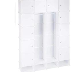 &Eacute;tag&egrave;re cubes rangement penderie armoire 18 compartiments plastique chaussures modulable blanc 13_0