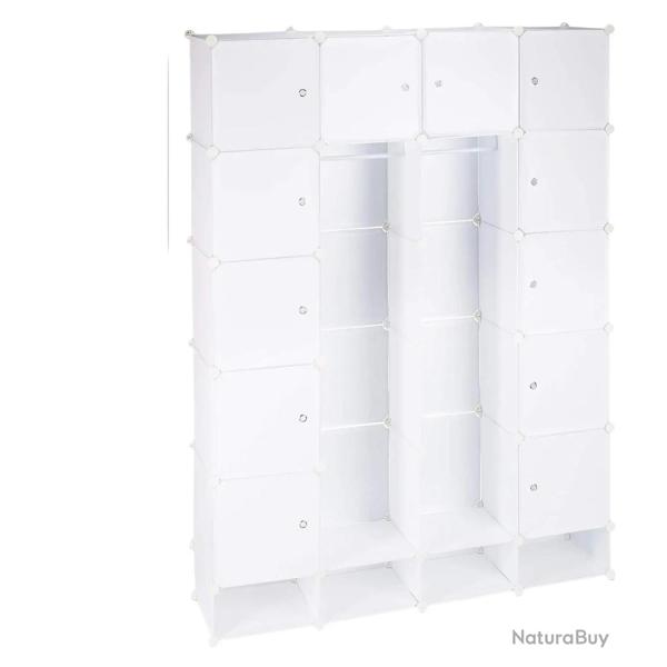 �tag�re cubes rangement penderie armoire 18 compartiments plastique chaussures modulable blanc 13_0