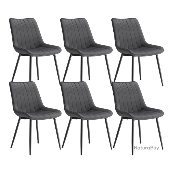 Lot de 6 chaises de salle � manger ergonomiques 57 x 48 x 80 cm confort assise douce style contempo