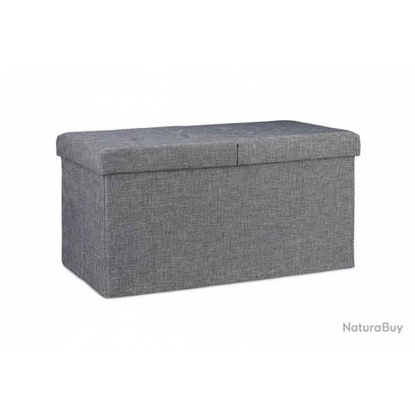 Banquette avec espace de rangement pliable rembourr� couvercle rabattable gris 13_0000373