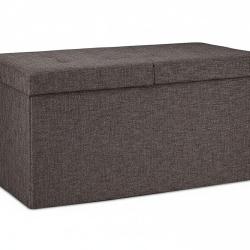Banquette avec espace de rangement pliable rembourr&eacute; couvercle rabattable marron 13_0000373_2