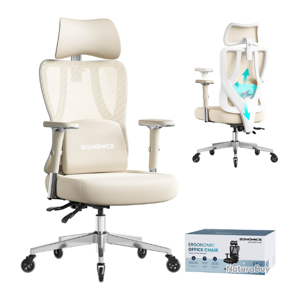 Chaise de bureau ergonomique ajustable support lombaire 70 x 70 x 136 cm style moderne confort opti