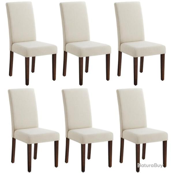 Lot de 6 chaises de salle � manger haut dossier assise �paisse 58 x 48 x 100 cm en bois d'h�v�a bla