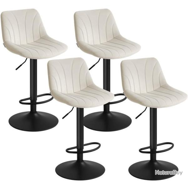 Lot de 4 tabourets de bar avec dossier r�glable hauteur 46,5 x 43 x 108 cm assise ergonomique style