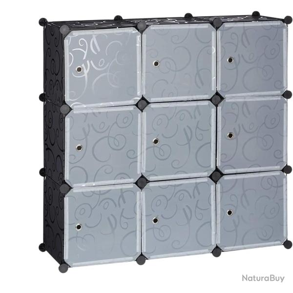 �tag�re rangement 9 casiers portes plastique modulable DIY assemblage plug in biblioth�que noir 13_