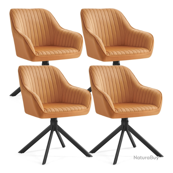 Lot de 4 chaise de salle � manger pivotante design en velours confort 58 x 60 x 81,5 cm en acier ma
