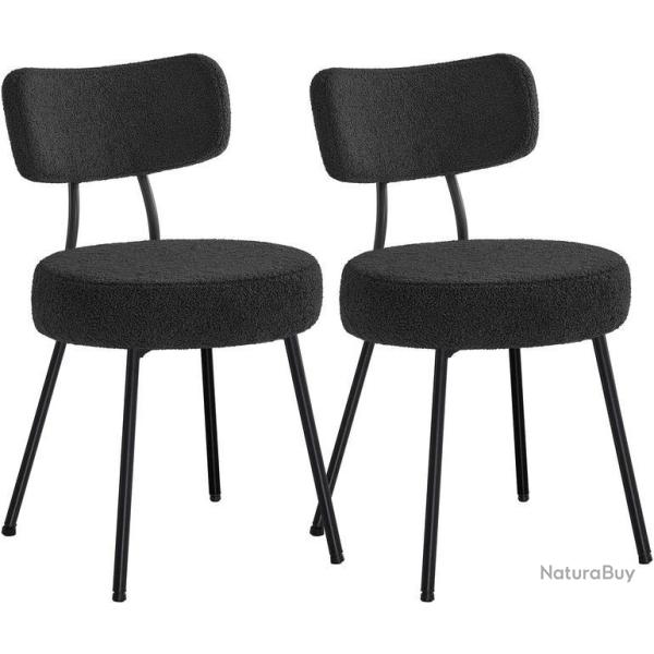 Lot de 2 chaises de salle � manger rembourr�es confort moderne 59 x 48,5 x 82,5 cm en tissu peluche