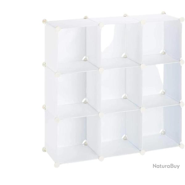 �tag�re rangement 9 casiers modulable DIY assemblage plug in biblioth�que noir plastique blanc 13_0