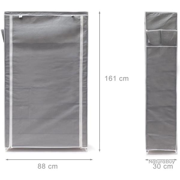 Meuble �tag�re armoire � chaussures tissu fermeture �clair 161 cm gris 13_0001642