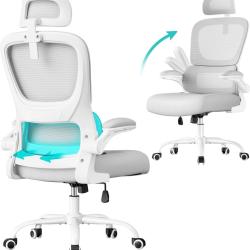 Chaise de bureau ergonomique avec accoudoirs rabattables et soutien lombaire 64 x 71,5 x 135 cm en