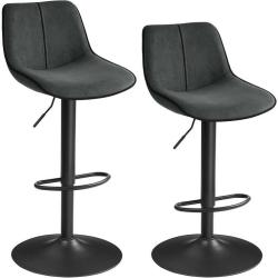 Lot de 2 tabourets de bar pivotants r&eacute;glables hauteur 49,5 x 45 x 88,5-109,5 cm assise ergonomique